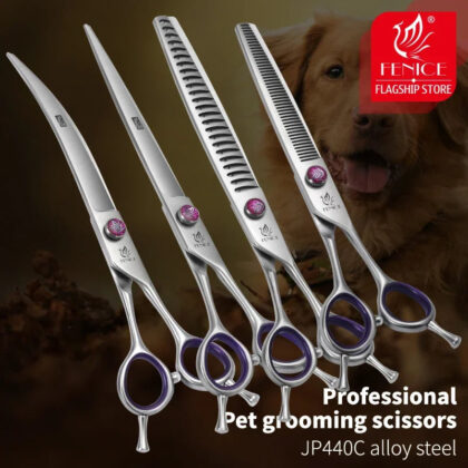 Fenice Professional Dog Grooming Scissors – 7.0/8.0 Inch Thinning Chunker Shears (JP440C)