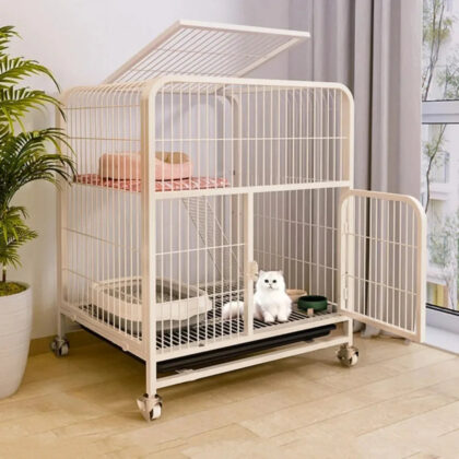 Iron Cat Cage Pet Villa Duplex – Luxury Modern Cat House and Kitten Nest with Large Space